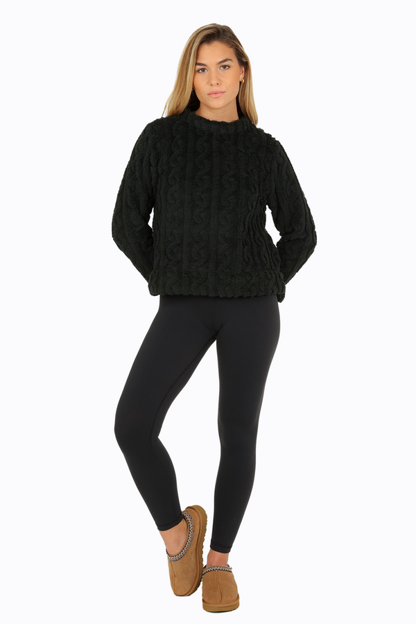 Plush Cable Mock Pullover